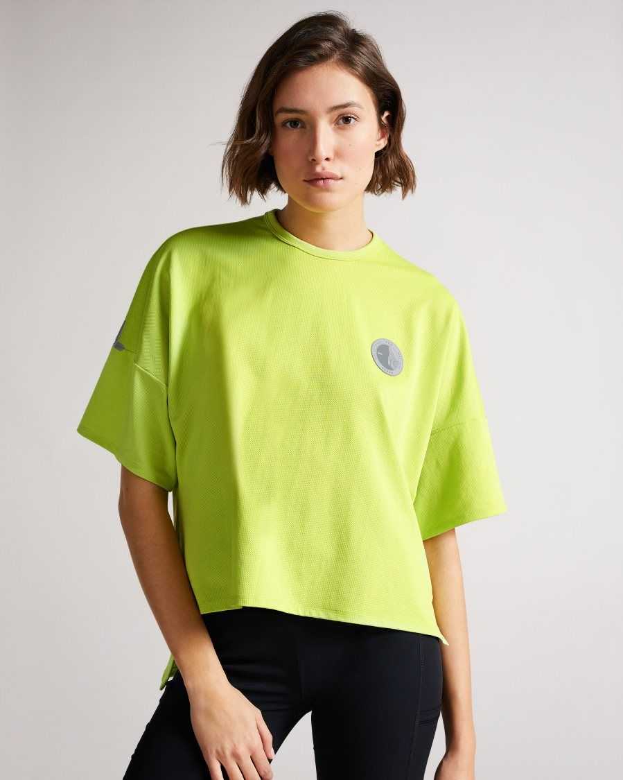 Ted Baker Glianas Mesh Jersey T Shirt Bright Green | 25364-DLUG