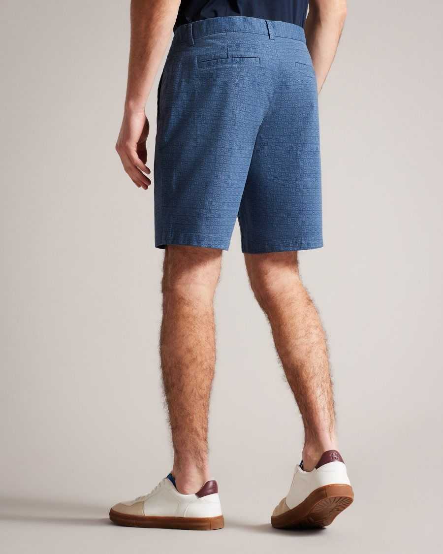 Ted Baker Gomer Regular Fit Geometric Shorts Navy | 13728-NAWP