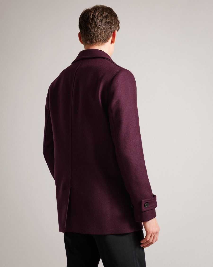 Ted Baker Grilldd Wool Peacoat Dark Red | 51279-TFXV