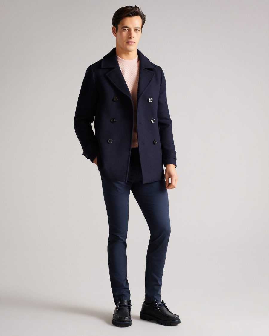 Ted Baker Grilldd Wool Peacoat Navy | 94680-TSUH