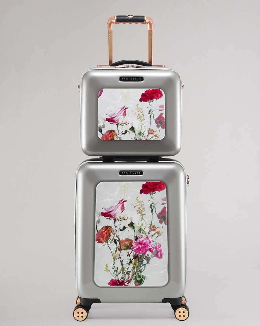 Ted Baker Gust Watercolour Floral Vanity Case Light Grey | 34590-QKRH