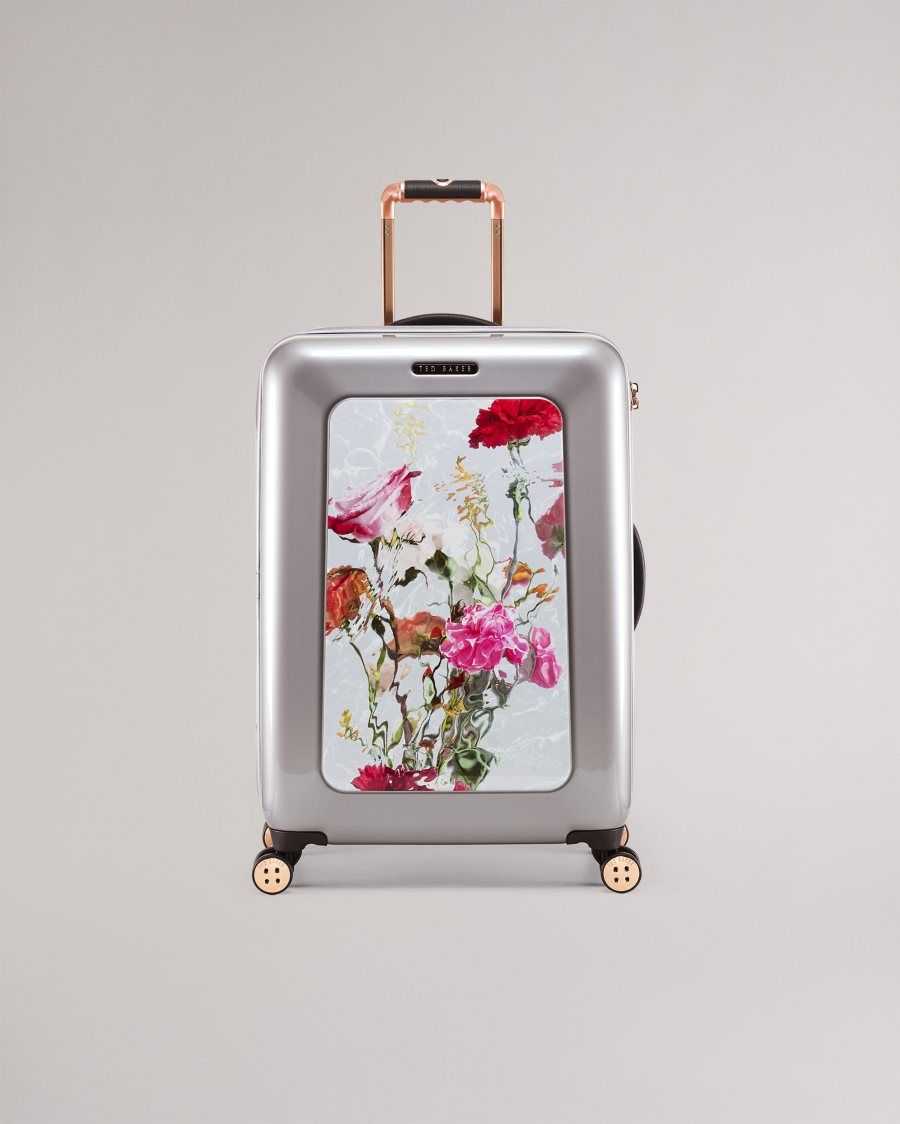 Ted Baker Gustie Watercolour Floral Medium Trolley Case Light Grey | 32658-LWXJ