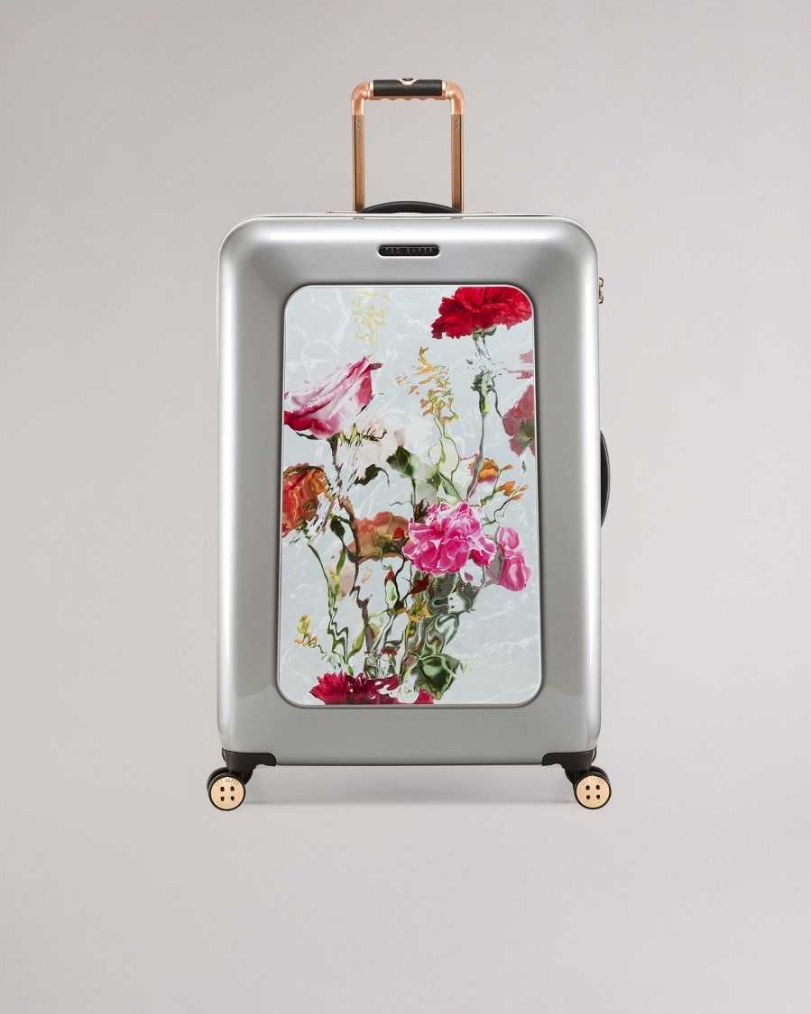 Ted Baker Guston Watercolour Floral Large Trolley Case Light Grey | 90358-TEJC