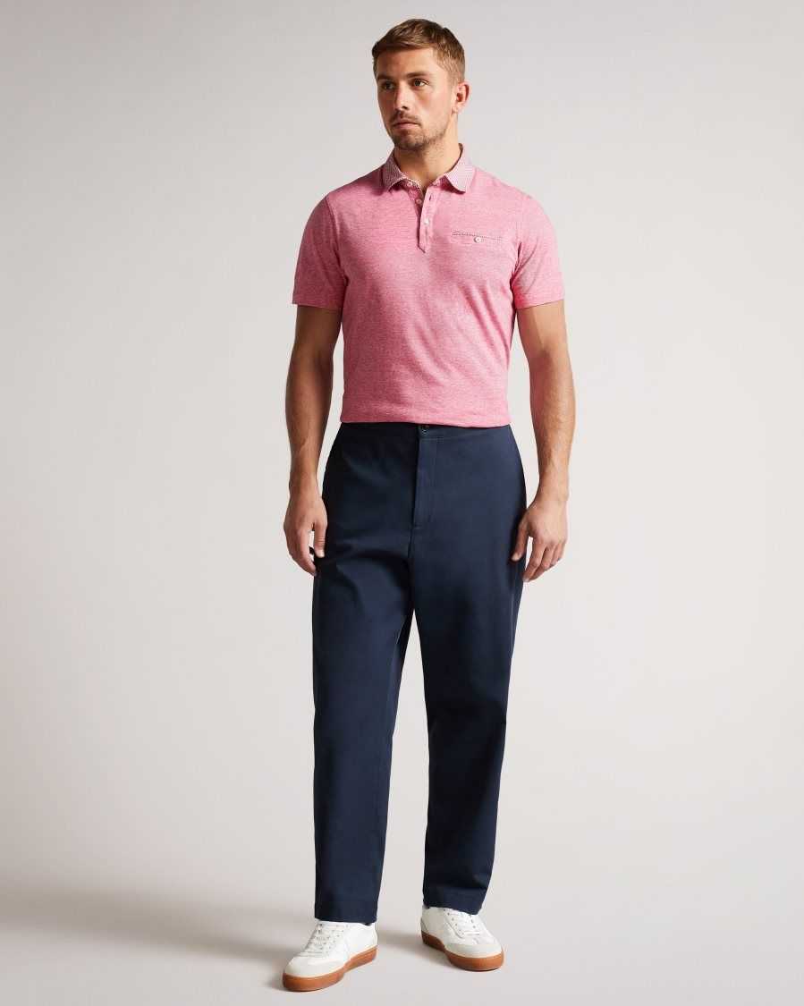 Ted Baker Gwack Woven Collar Polo Shirt Deep-Pink | 16834-OTNL