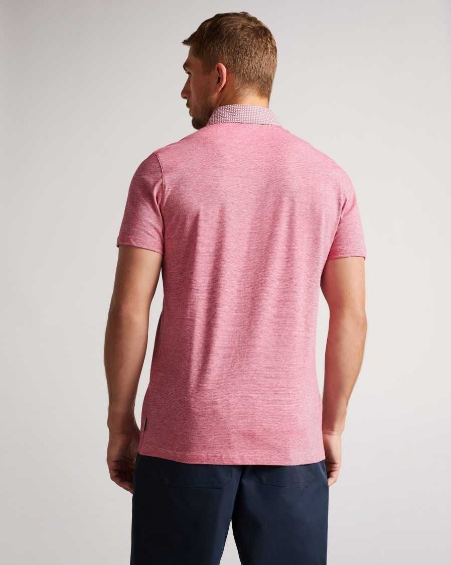 Ted Baker Gwack Woven Collar Polo Shirt Deep-Pink | 16834-OTNL