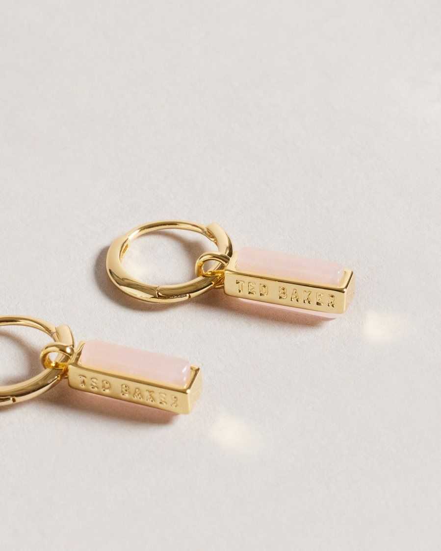 Ted Baker Gwennie Gem Bar Huggie Earrings Pale Pink | 15094-ZYSC