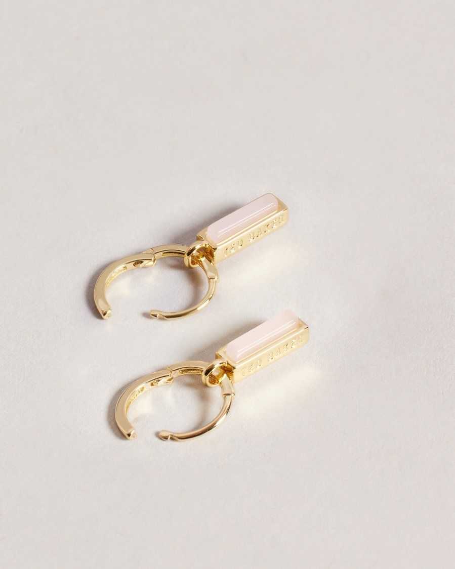 Ted Baker Gwennie Gem Bar Huggie Earrings Pale Pink | 15094-ZYSC