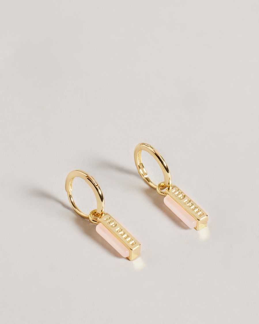 Ted Baker Gwennie Gem Bar Huggie Earrings Pale Pink | 15094-ZYSC