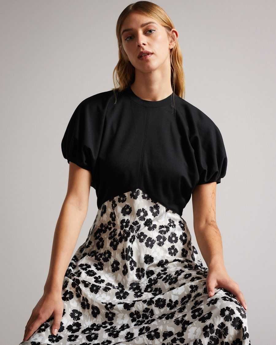 Ted Baker Gwiana Ponte Top With Midi Skirt Dress Black | 20963-EUHQ