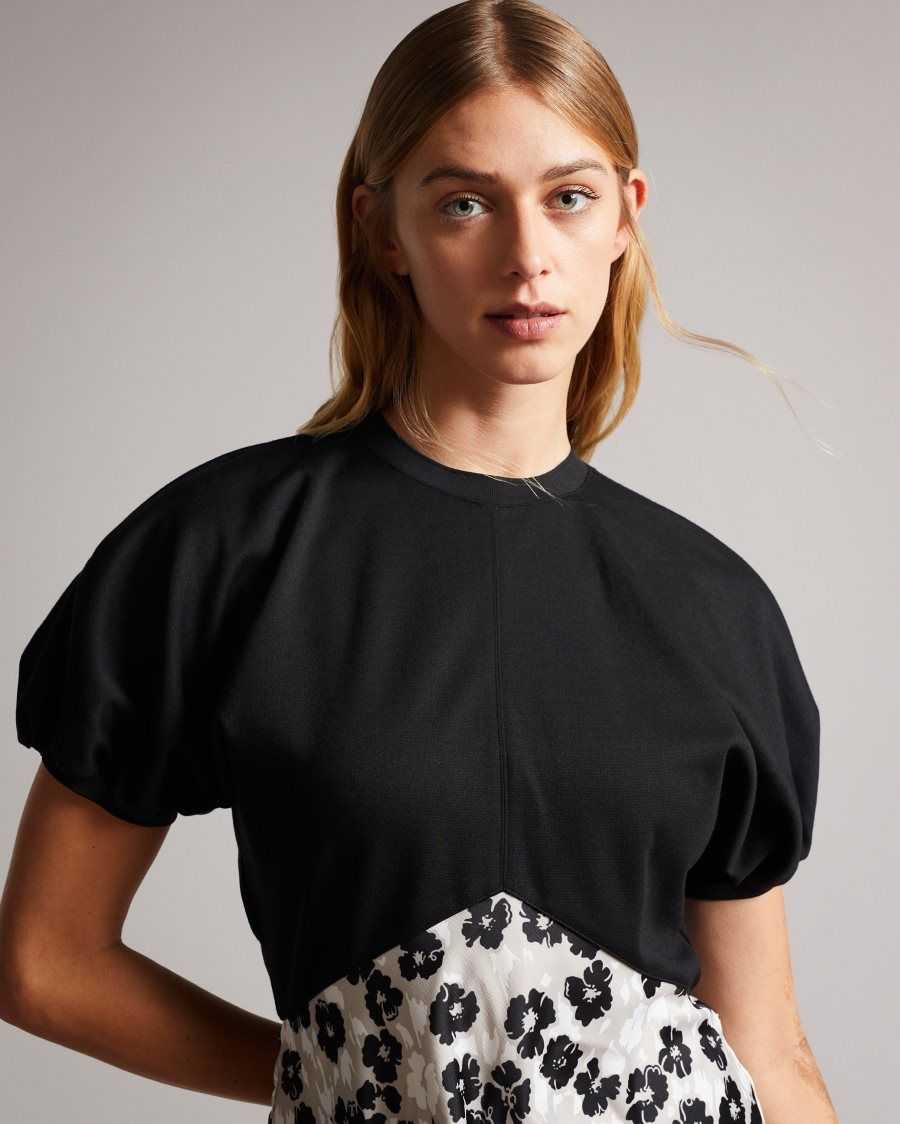 Ted Baker Gwiana Ponte Top With Midi Skirt Dress Black | 20963-EUHQ