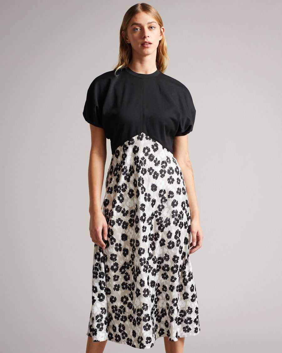 Ted Baker Gwiana Ponte Top With Midi Skirt Dress Black | 20963-EUHQ