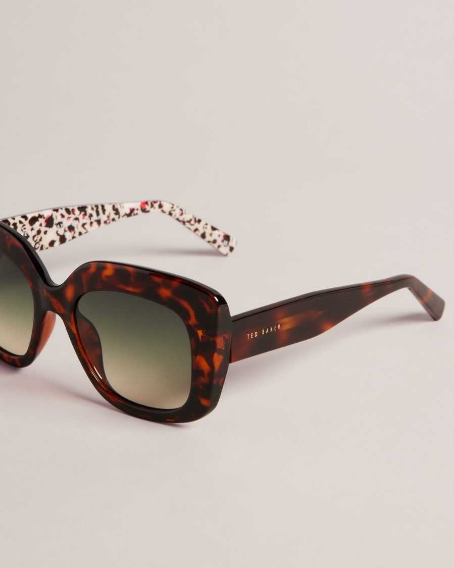 Ted Baker Haattie Chunky Cat Eye Frame Sunglasses Tortoiseshell | 09382-ZLPF