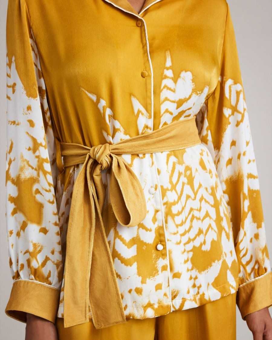 Ted Baker Haleih Belted Feather Print Pyjama Set Yellow | 59047-KXAI