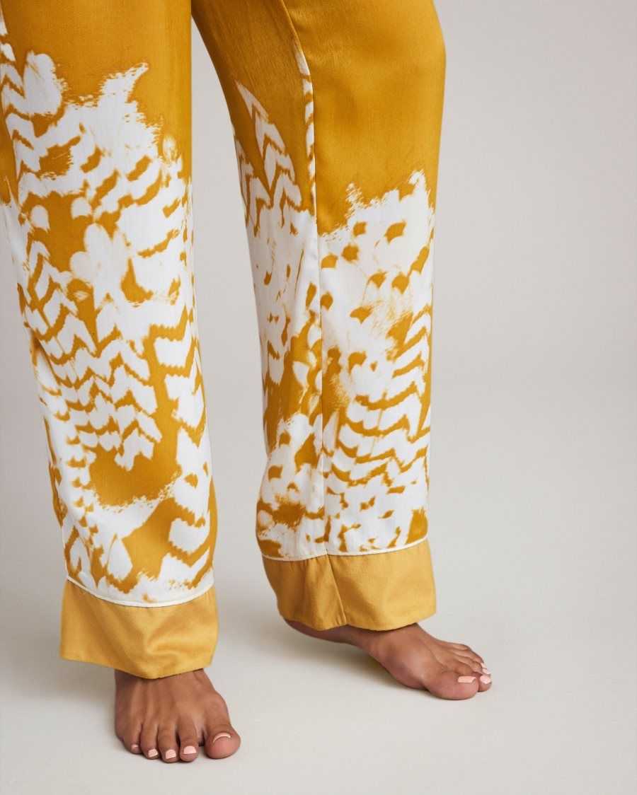 Ted Baker Haleih Belted Feather Print Pyjama Set Yellow | 59047-KXAI