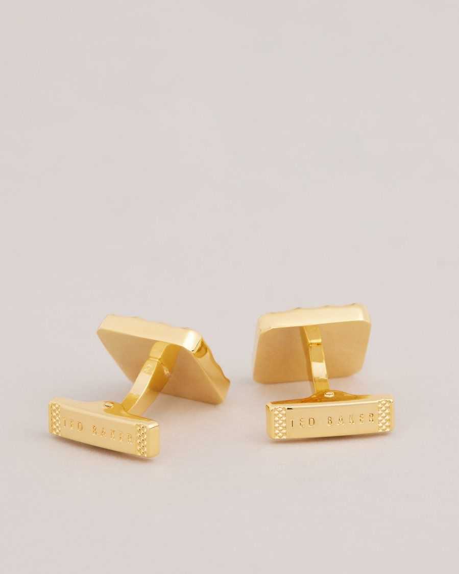 Ted Baker Hammrd Hammered Cufflinks Gold | 60582-TJHX