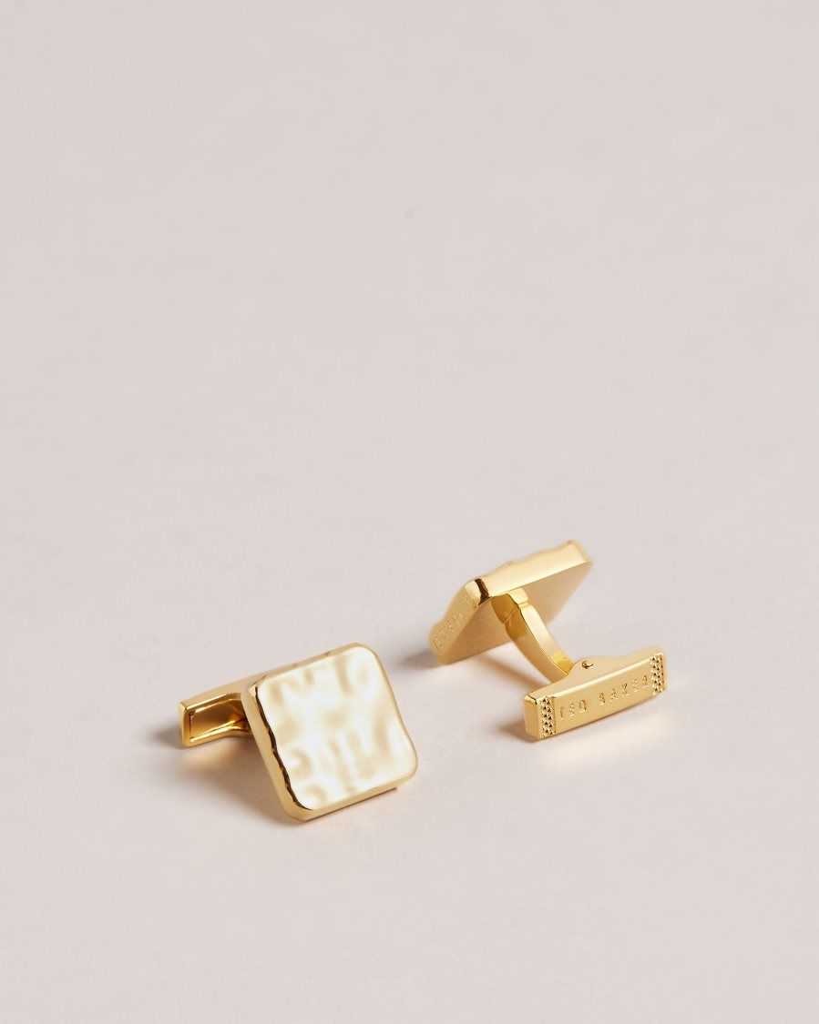 Ted Baker Hammrd Hammered Cufflinks Gold | 60582-TJHX