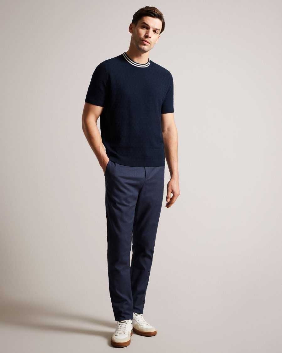 Ted Baker Hanam Short Sleeve T Stitched T-Shirt Navy | 26078-AOIK