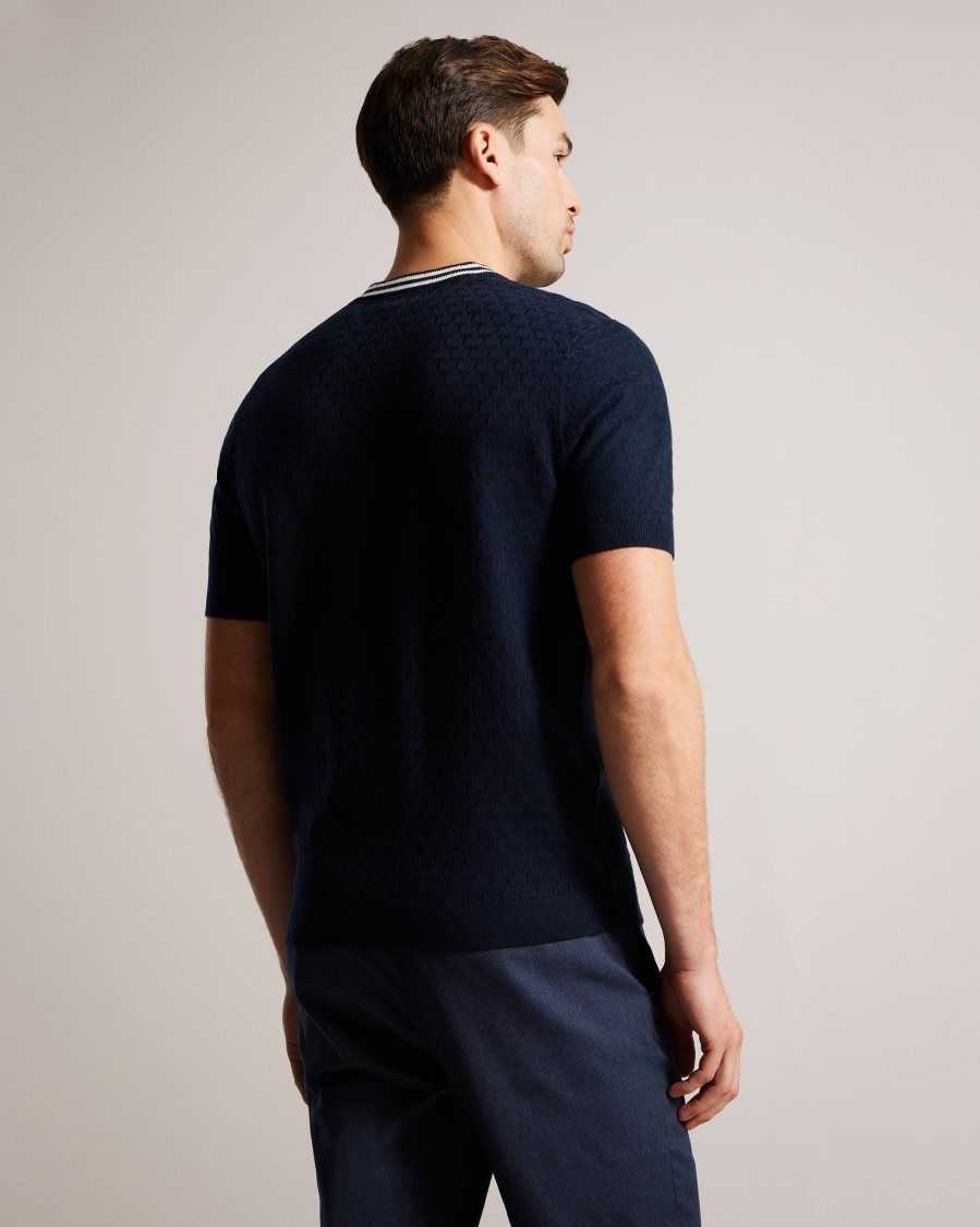 Ted Baker Hanam Short Sleeve T Stitched T-Shirt Navy | 26078-AOIK