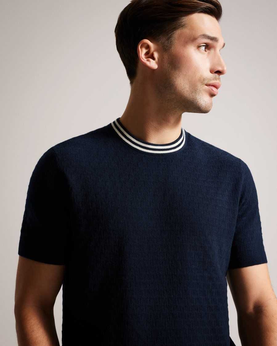 Ted Baker Hanam Short Sleeve T Stitched T-Shirt Navy | 26078-AOIK