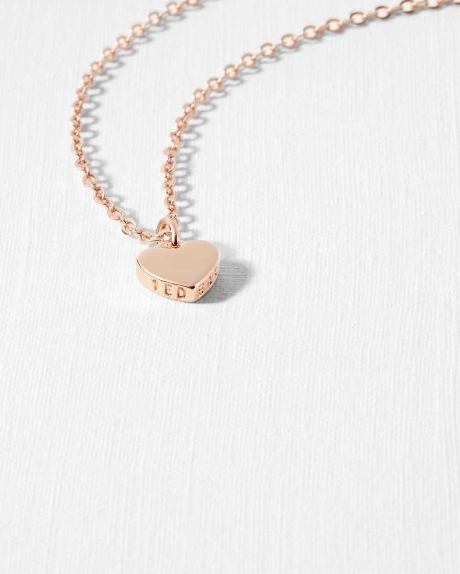 Ted Baker Hara Heart Pendant Necklace Rose Gold Colour | 28690-AXPO