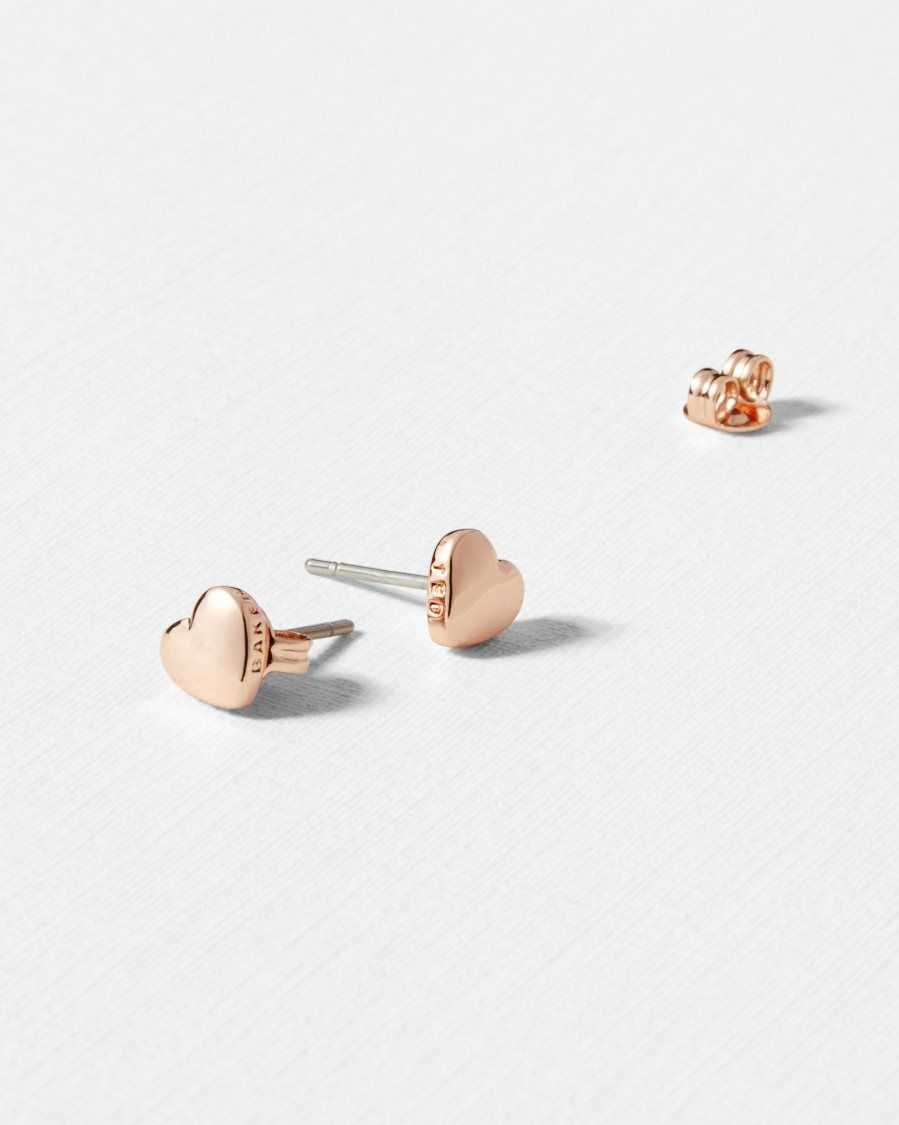 Ted Baker Harly Heart Stud Earrings Rose Gold Colour | 39456-VGMA