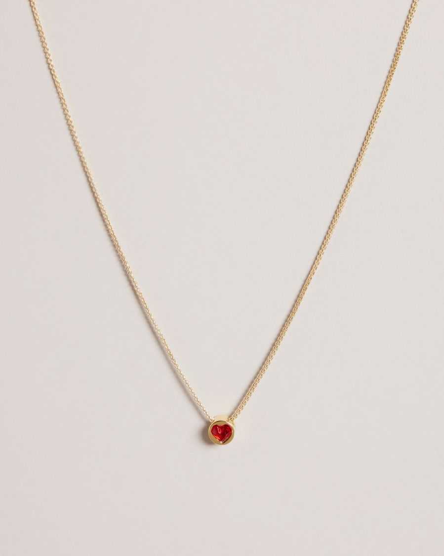 Ted Baker Harparh Glass Heart Pendant Necklace Red | 61937-MPYG