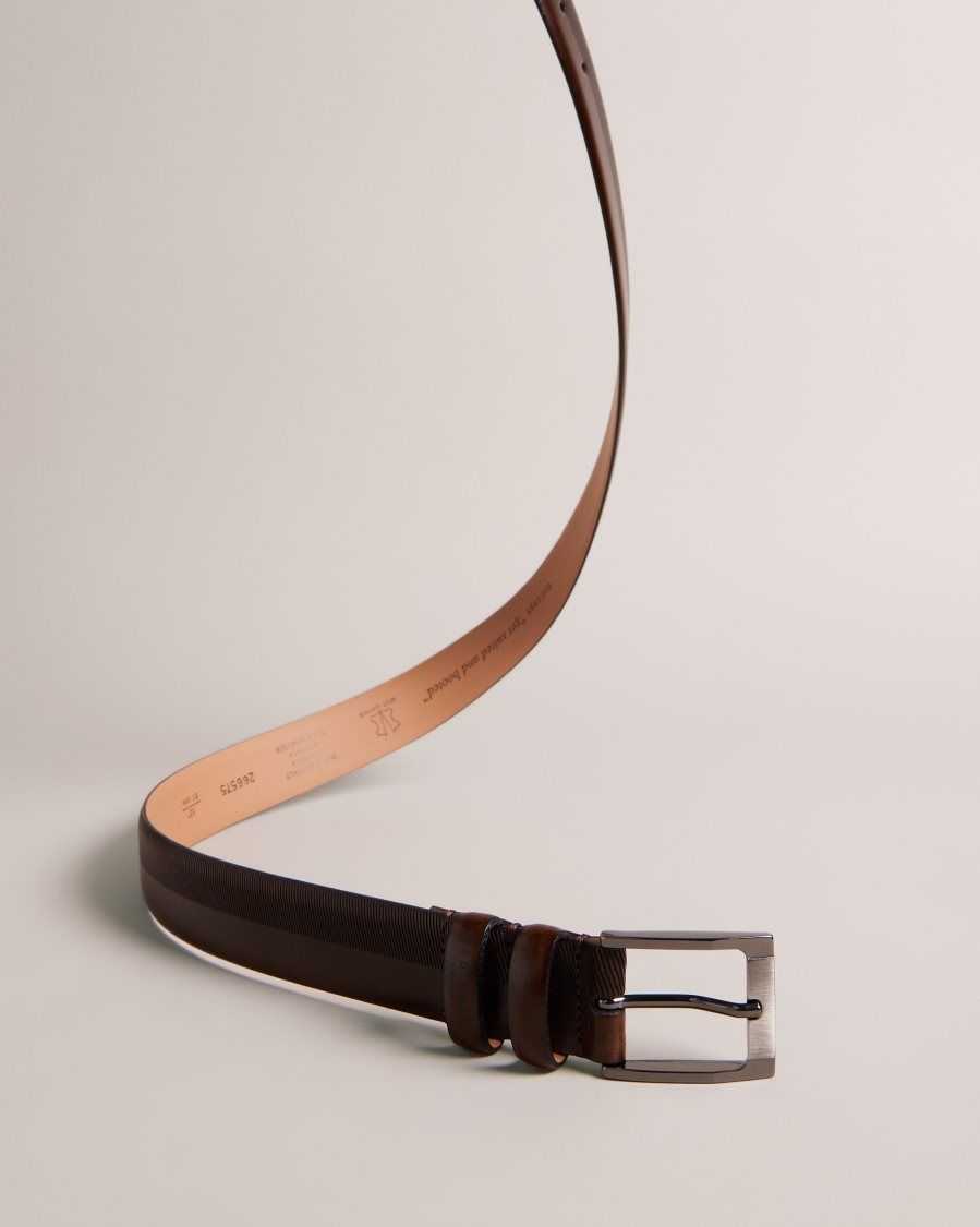 Ted Baker Harvii Etched Leather Belt Brown-Chocolate | 38460-FXTZ