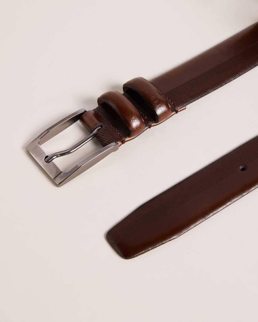 Ted Baker Harvii Etched Leather Belt Brown-Chocolate | 38460-FXTZ