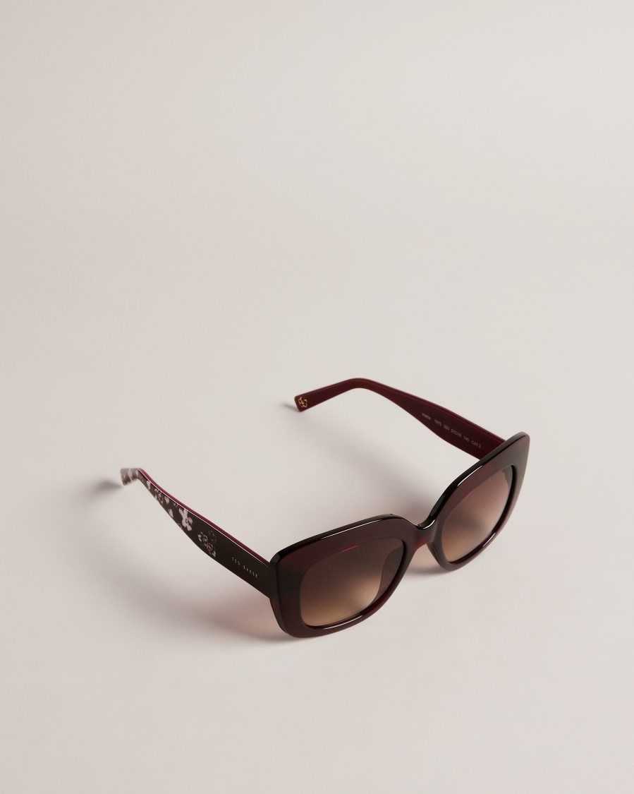 Ted Baker Hatties Oversized Chunky Square Sunglasses Dark Red | 15627-ECID