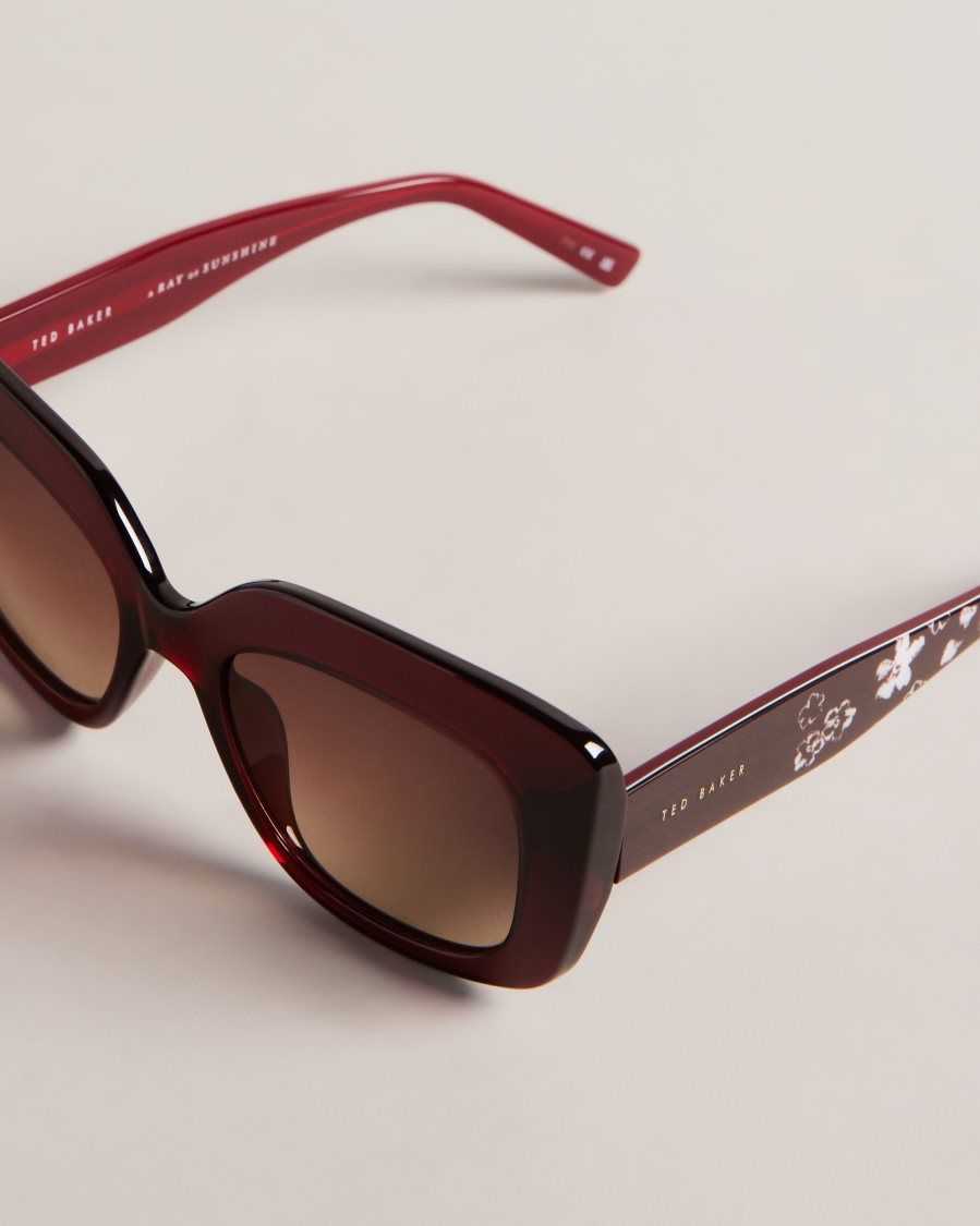 Ted Baker Hatties Oversized Chunky Square Sunglasses Dark Red | 15627-ECID