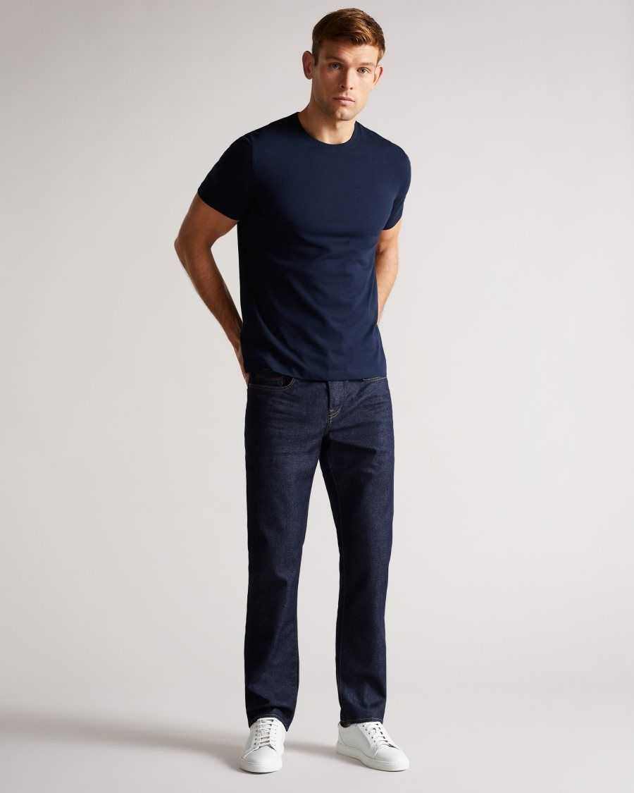 Ted Baker Hawking Short Sleeve Plain T Shirt Navy | 67904-SGEK