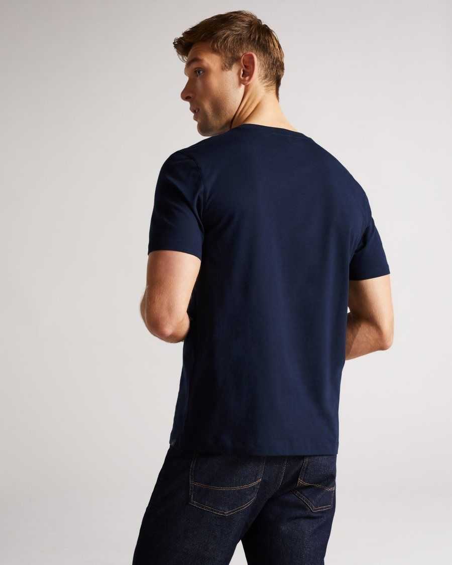 Ted Baker Hawking Short Sleeve Plain T Shirt Navy | 67904-SGEK