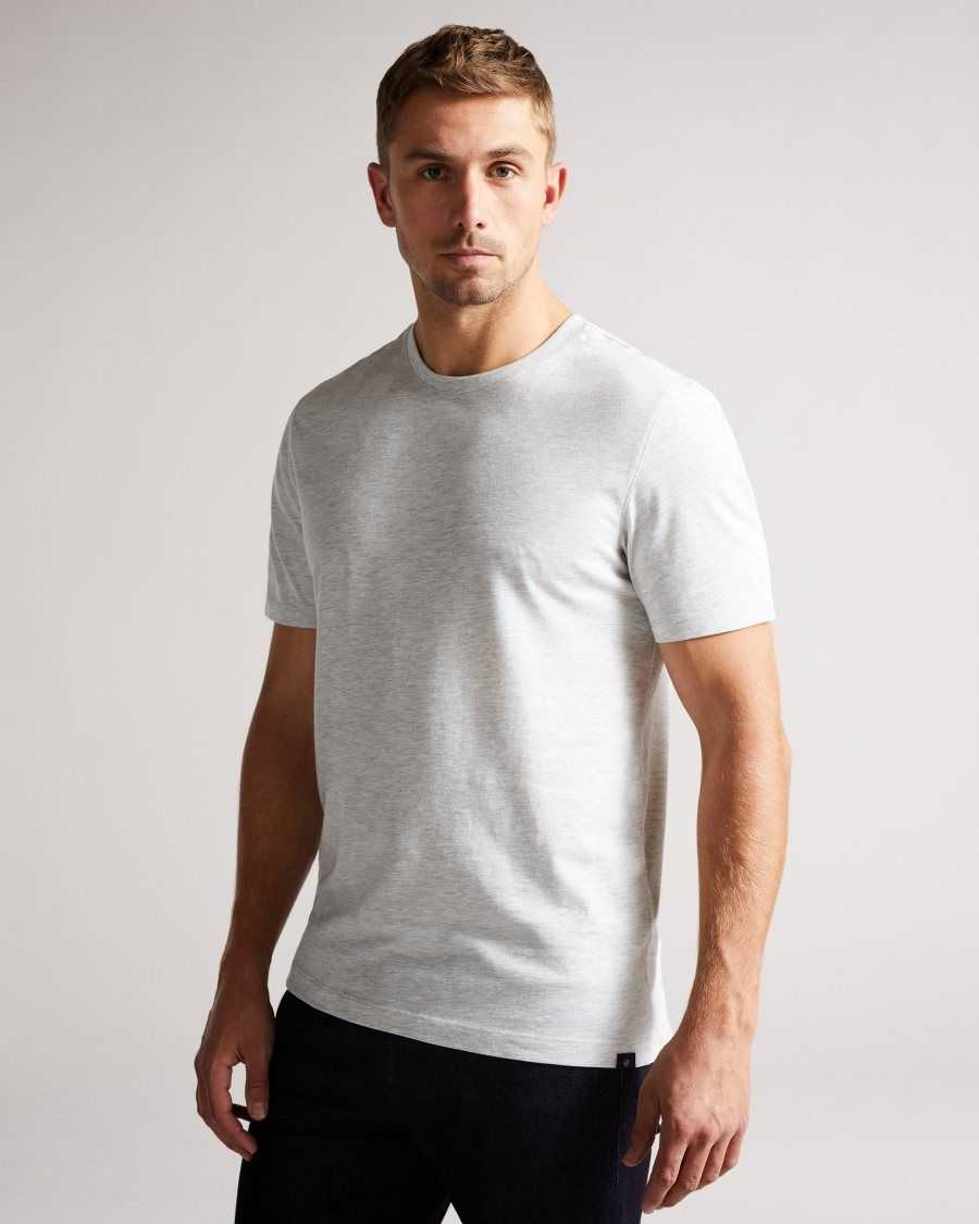 Ted Baker Hawking Short Sleeve Plain T Shirt Grey-Marl | 13458-PWGY