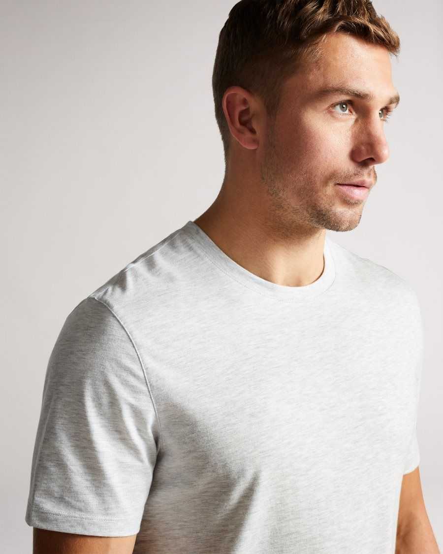 Ted Baker Hawking Short Sleeve Plain T Shirt Grey-Marl | 13458-PWGY