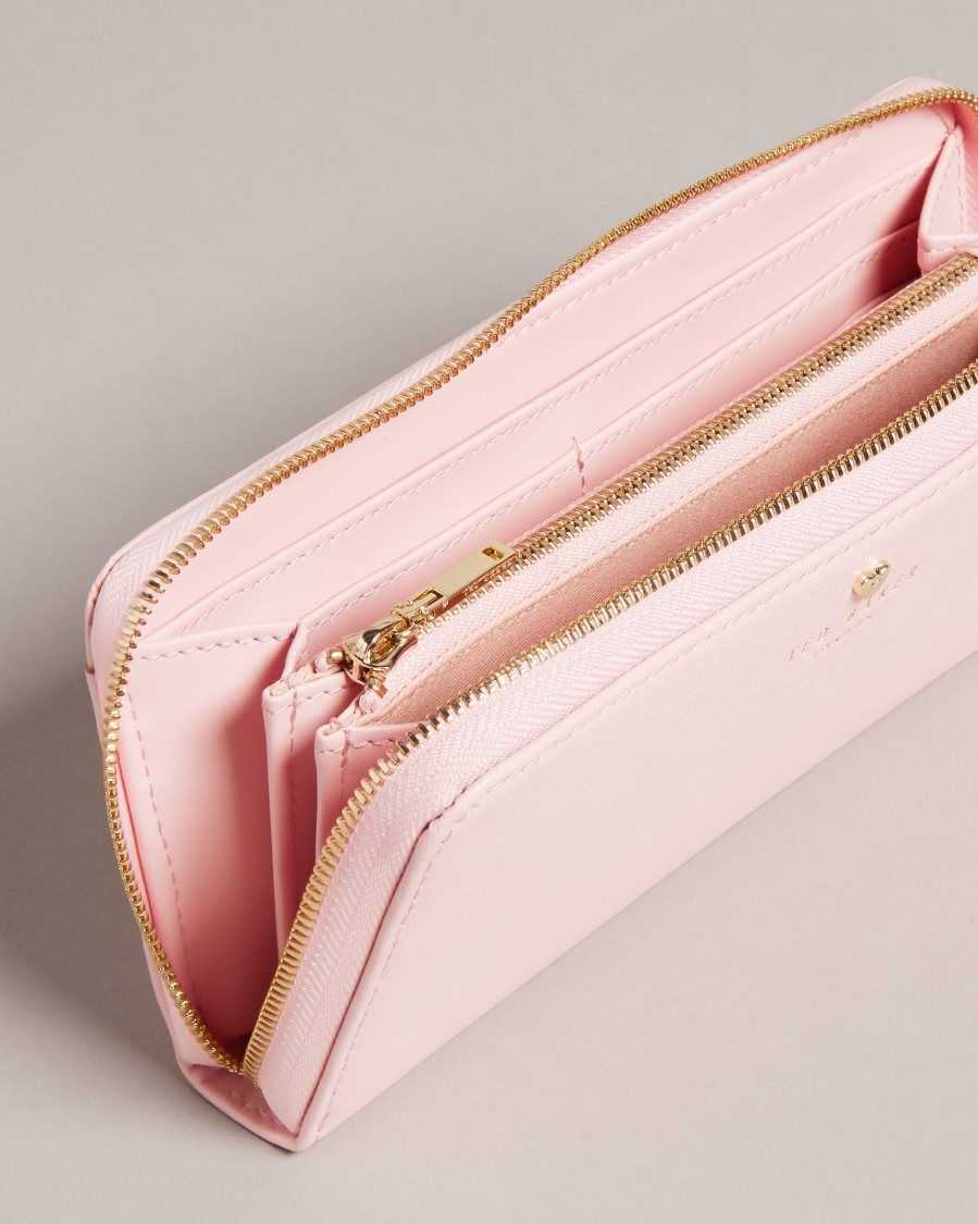 Ted Baker Hearten Heart Stud Zip Around Purse Pale Pink | 40569-NPBY