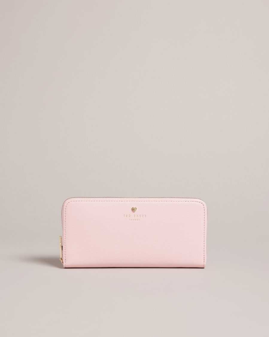 Ted Baker Hearten Heart Stud Zip Around Purse Pale Pink | 40569-NPBY