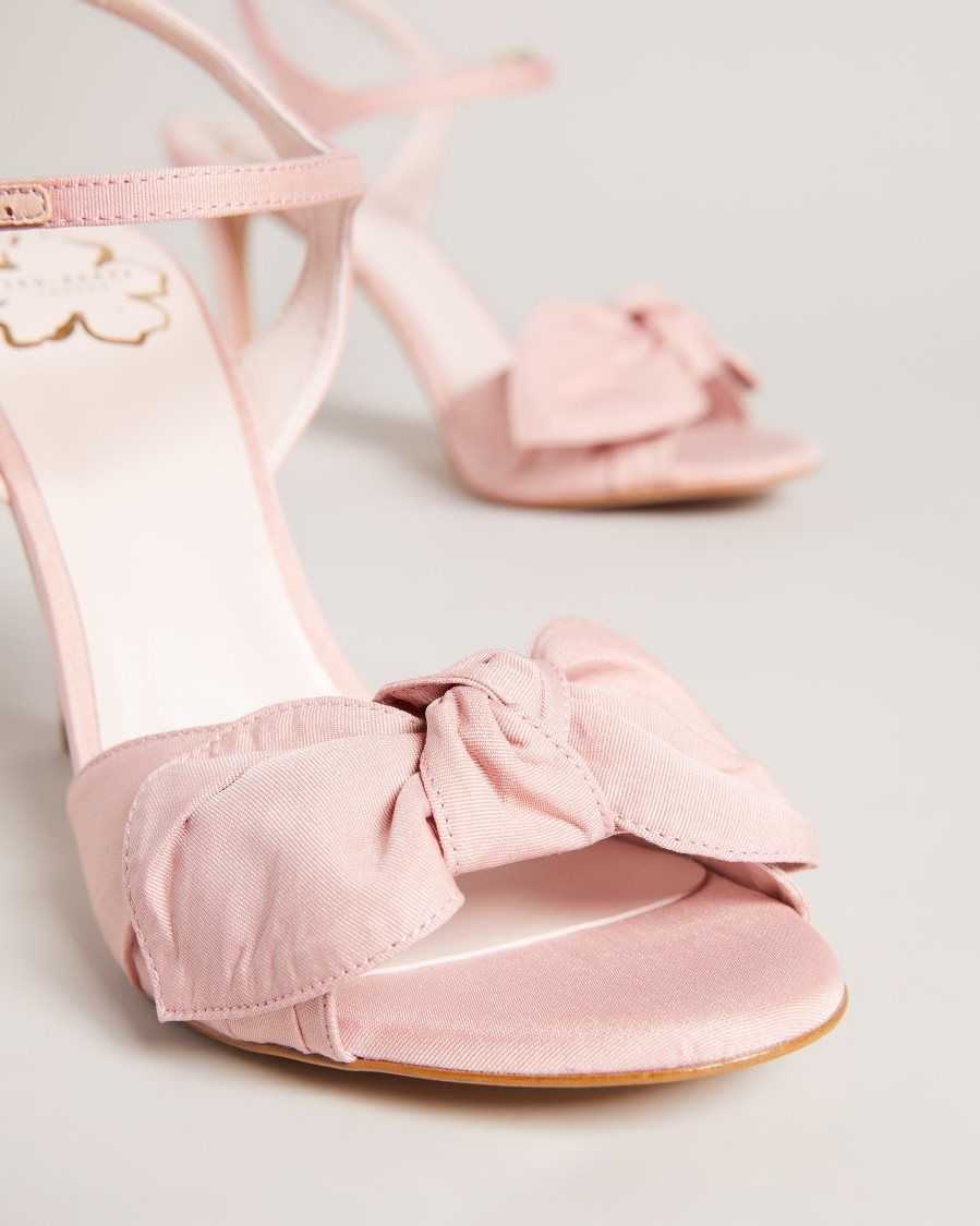 Ted Baker Heevia Moire Satin Bow Heeled Sandals Dusky Pink | 23047-TXQA