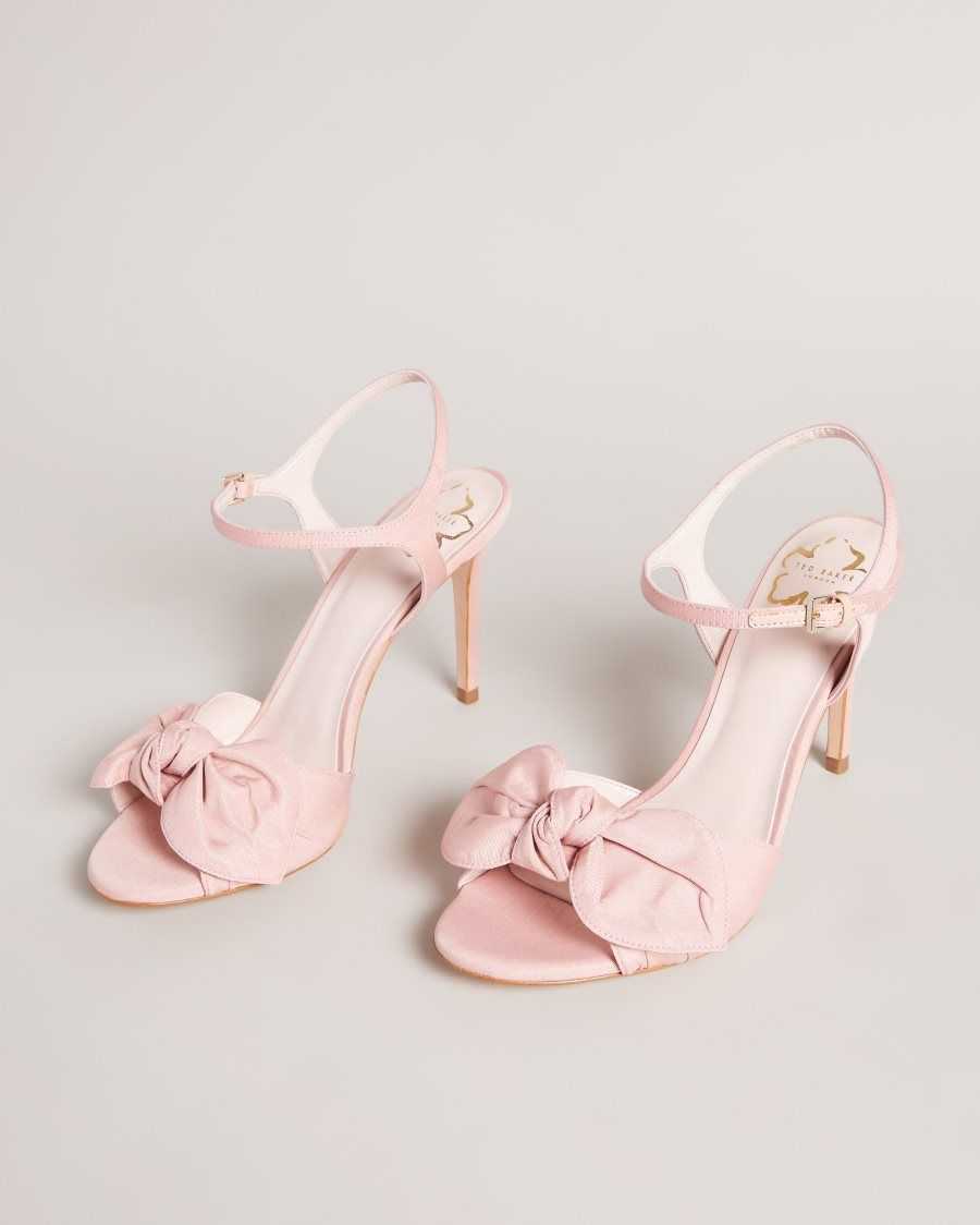 Ted Baker Heevia Moire Satin Bow Heeled Sandals Dusky Pink | 23047-TXQA