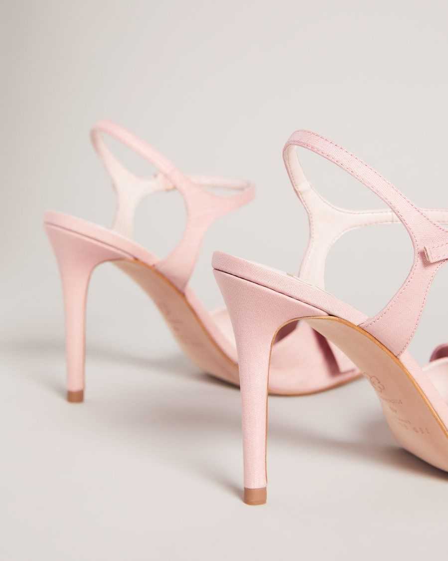 Ted Baker Heevia Moire Satin Bow Heeled Sandals Dusky Pink | 23047-TXQA