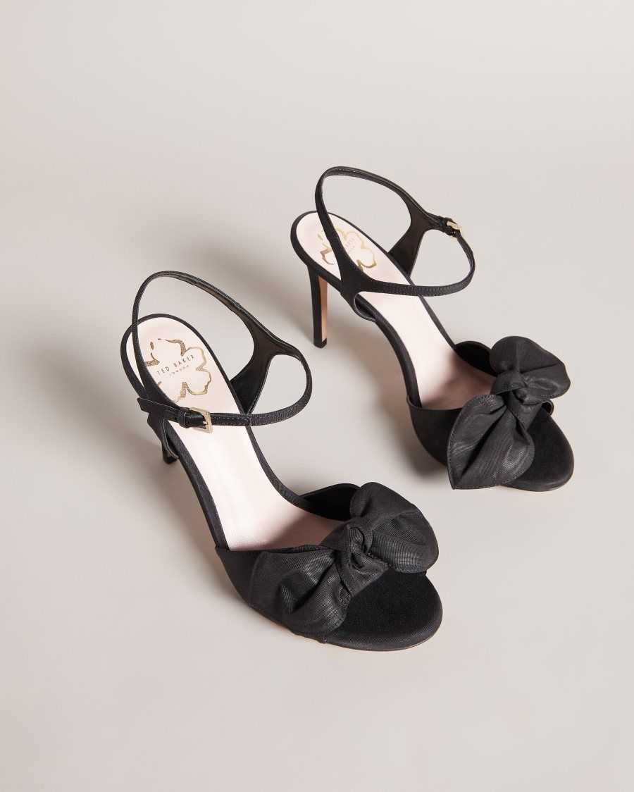 Ted Baker Heevia Moire Satin Bow Heeled Sandals Black | 62890-SCHZ