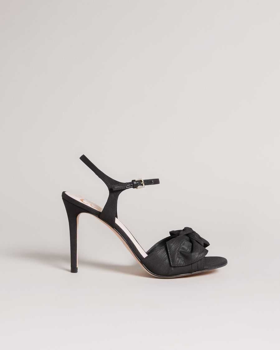 Ted Baker Heevia Moire Satin Bow Heeled Sandals Black | 62890-SCHZ