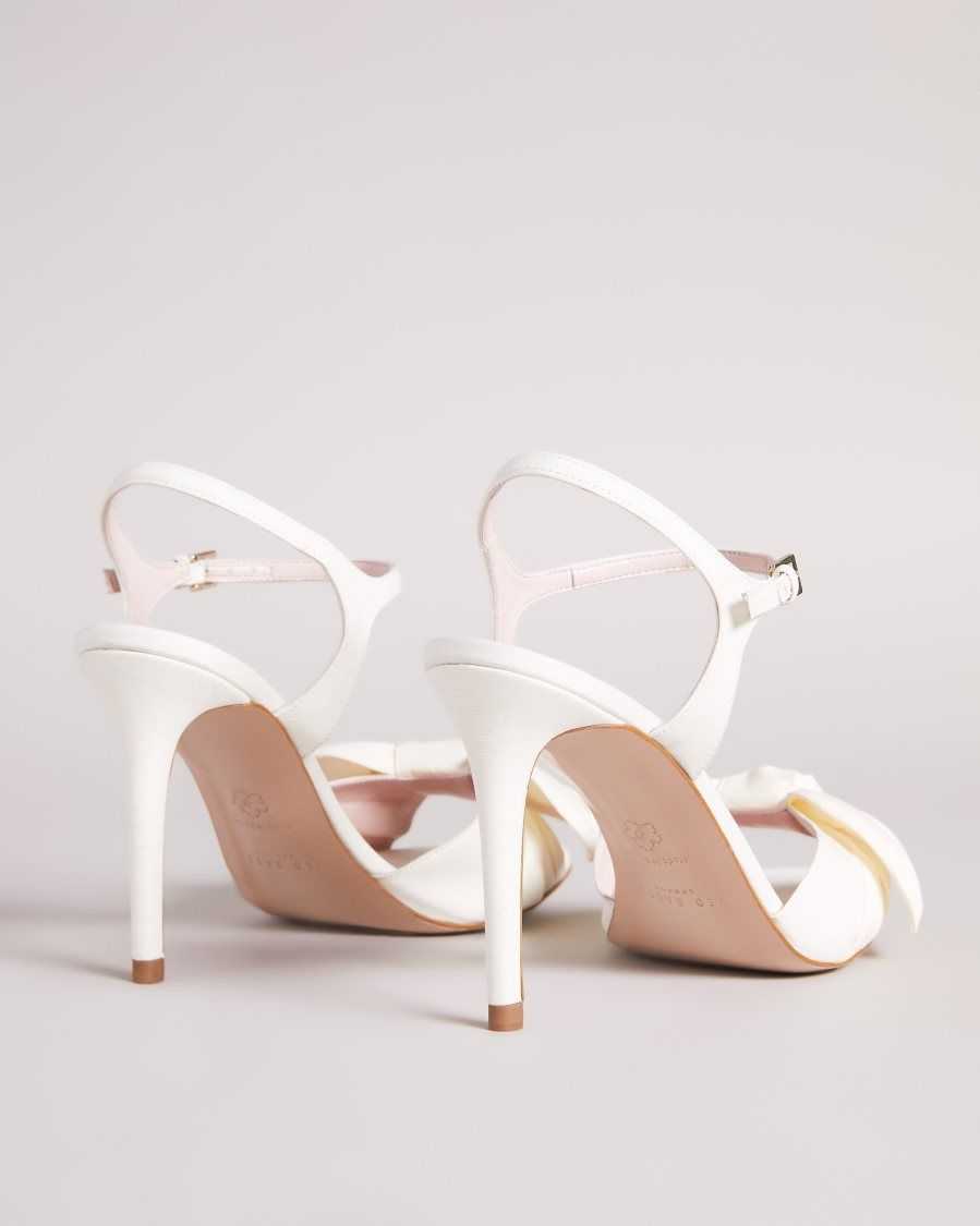 Ted Baker Heevia Moire Satin Bow Heeled Sandals Ivory | 68037-UKLA