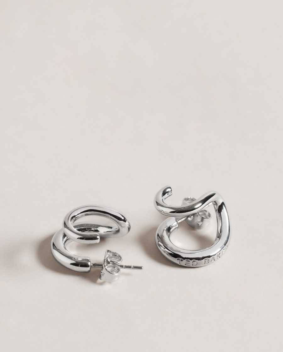 Ted Baker Hennriy Double Hoop Earrings Silver Colour | 48293-HSPY