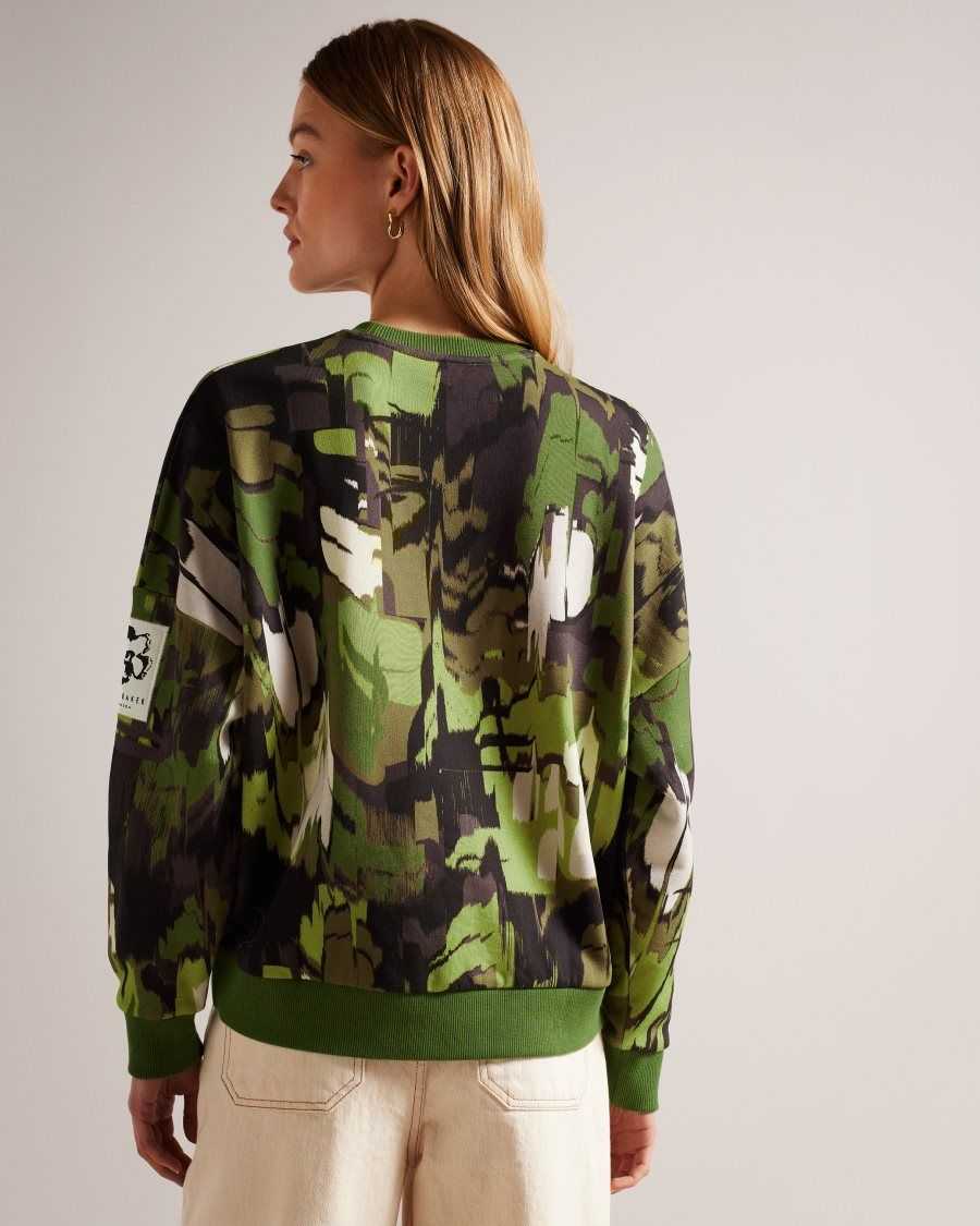 Ted Baker Hensely Flocked Camo Print Jumper Light Green | 78635-BIZQ