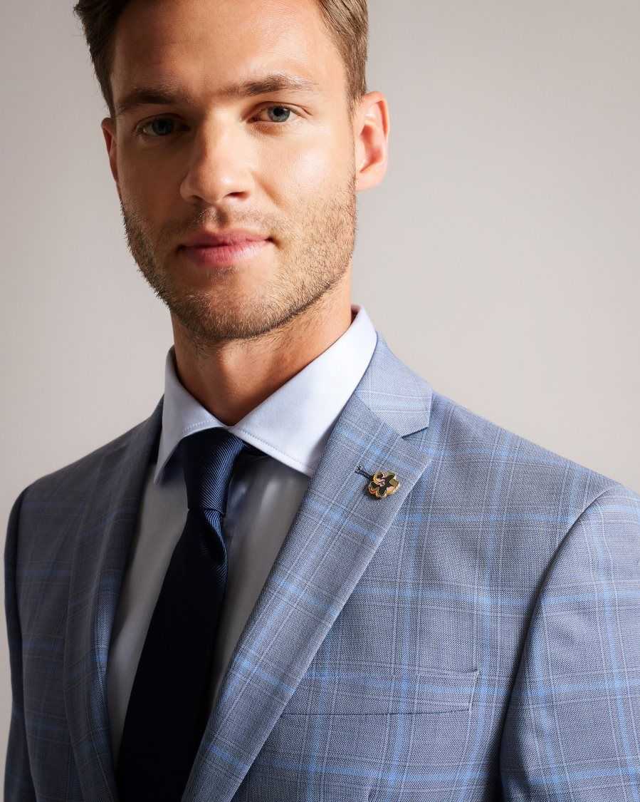 Ted Baker Hernejs Wool Check Suit Jacket Blue | 19745-FSER