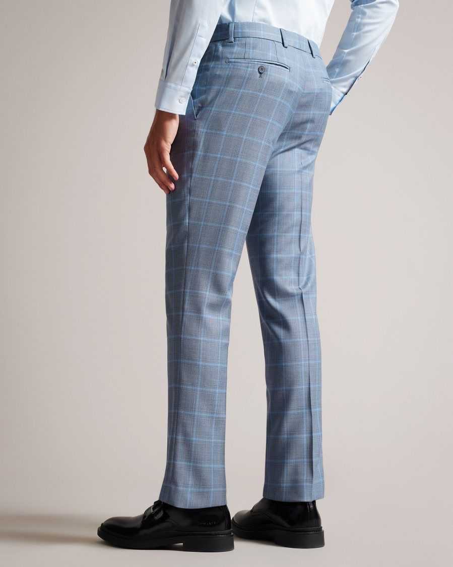 Ted Baker Hernets Pure Wool Check Suit Trousers Blue | 16430-BJUF