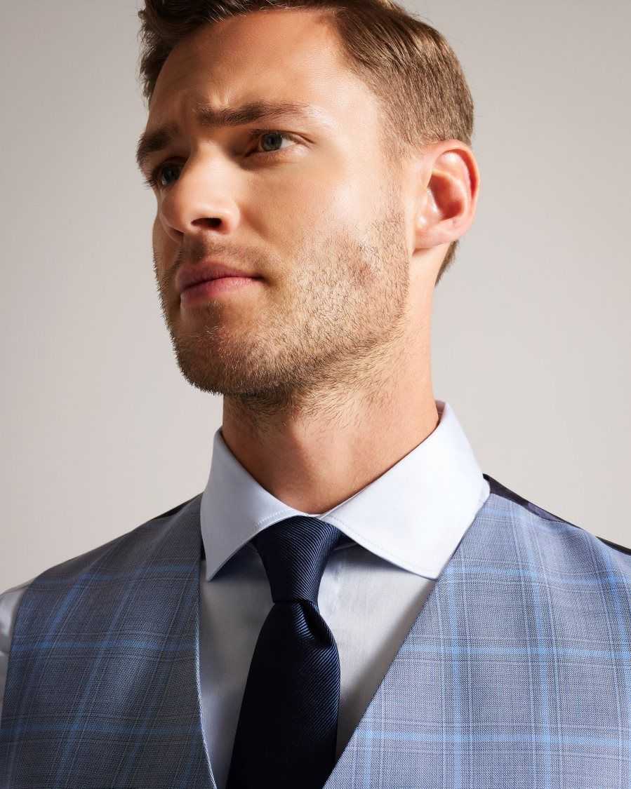 Ted Baker Hernews Wool Check Waistcoat Blue | 53218-KPAV