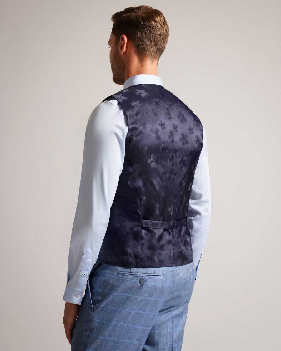 Ted Baker Hernews Wool Check Waistcoat Blue | 53218-KPAV