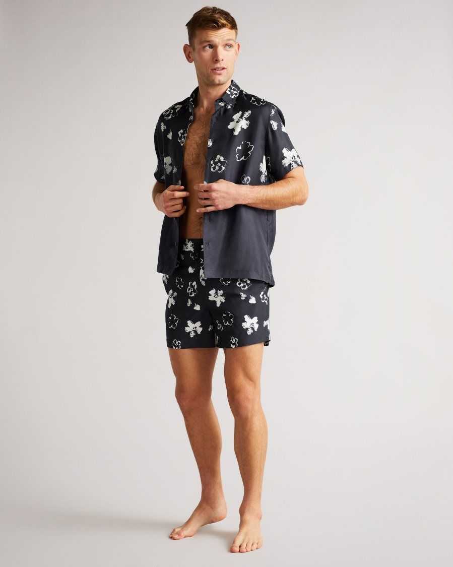 Ted Baker Hertfod Floral Swim Shorts Dark Navy | 35092-TGPX