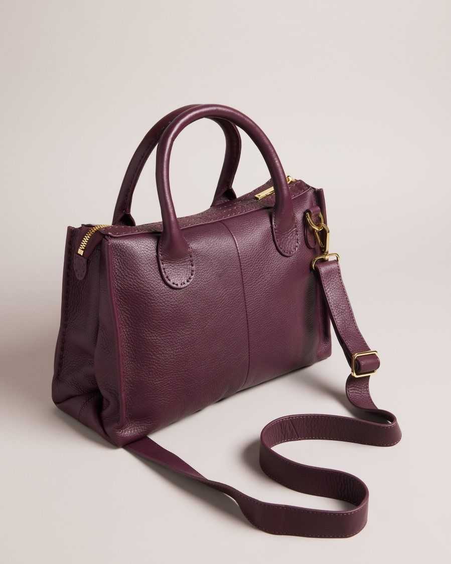 Ted Baker Hickory Stitching Detail Wide Tote Bag Deep Purple | 70496-ADZP